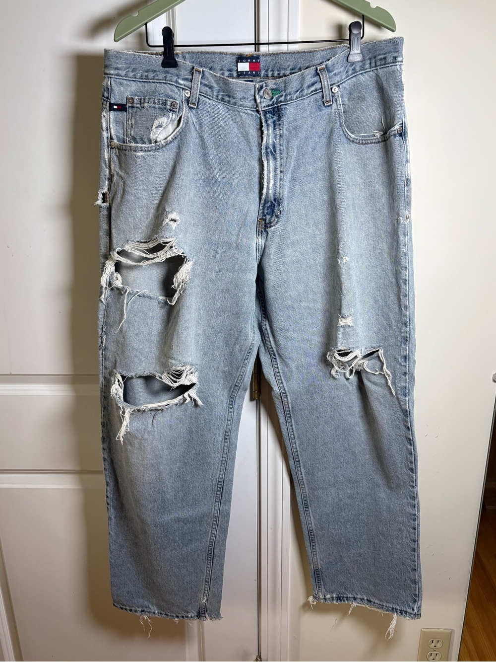 Tommy Hilfiger Light Blue Extreme Distressed Jeans…Relaxed Fit 40x32